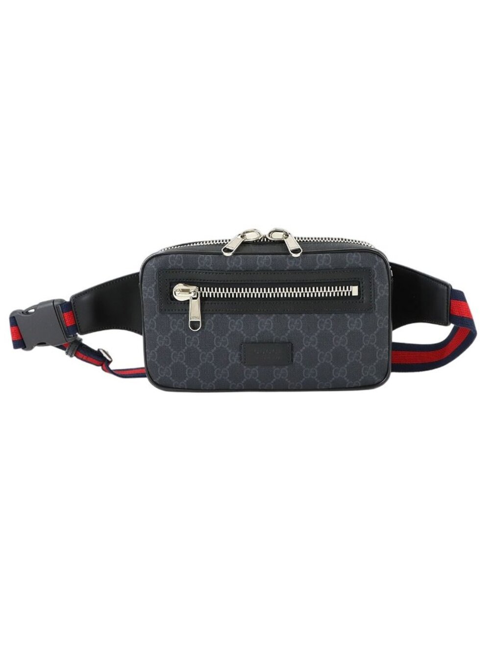 Gucci GG Supreme Belt Bag Body Waist Pouch Black Silver